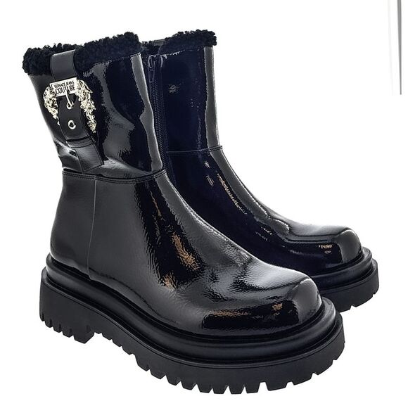 Versace Jeans Couture Chunky Sole Ornate Buckle Womens Ankle Boots